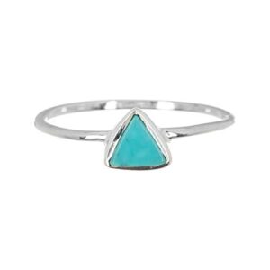 pura vida silver triangle stone ring - .925 sterling silver, genuine turquoise jewelry - size 7