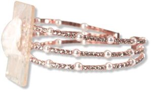 floral corsage bracelet in rose gold, crystal & pearl windsor collection
