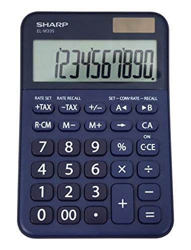 Sharp Elm335bbl Desktop Calculator, 10-Digit LCD, Blue