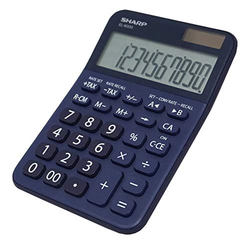 Sharp Elm335bbl Desktop Calculator, 10-Digit LCD, Blue