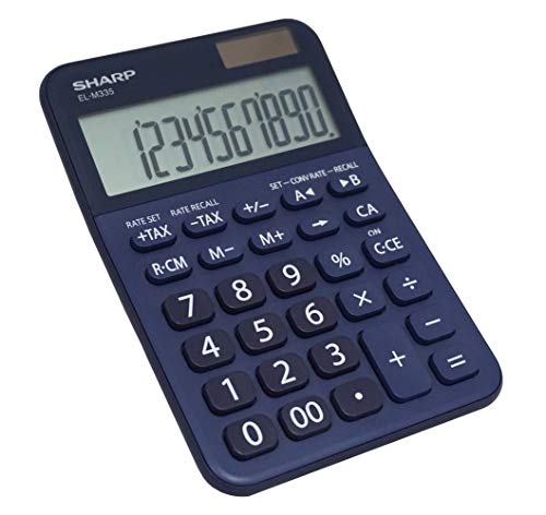 Sharp Elm335bbl Desktop Calculator, 10-Digit LCD, Blue