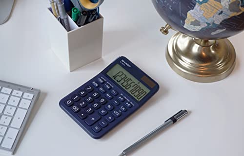 Sharp Elm335bbl Desktop Calculator, 10-Digit LCD, Blue