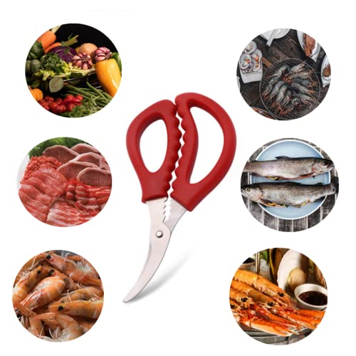 4 Pcs Seafood Scissors for Kitchen Seafood Fish Crab Shrimp Lobster Scissors Stainless Steel Shears