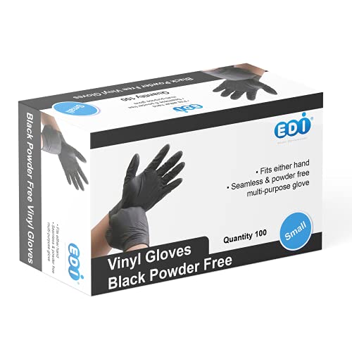 EDI Disposable Vinyl Gloves Large, 100 pcs (Black)