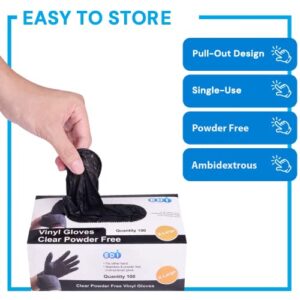 EDI Disposable Vinyl Gloves Large, 100 pcs (Black)