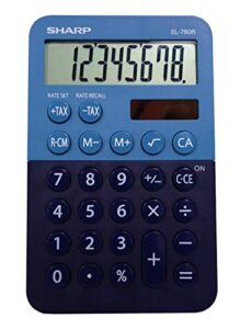 sharp el-760r 8-digit desktop calculator with tax, percent and square root keys, and a large lcd display, perfect for home and office use