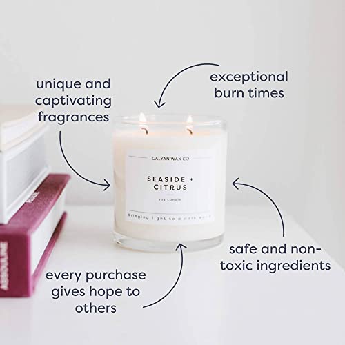 Lavender & Bergamot Scented Candle, Soy Wax Candles for the Home Scented with Phthalate Free Oils, 3.5 x 3 inch, 8.8 oz, 37 Hour Burn Time Fall Candles & Home Decor in Glass Jar - Calyan Wax