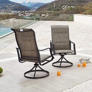 LOKATSE HOME Outdoor Patio Dining Chair Swivel Sling Rocker Set with Steel Metal Frame (Set of 2), Grey