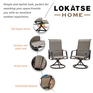 LOKATSE HOME Outdoor Patio Dining Chair Swivel Sling Rocker Set with Steel Metal Frame (Set of 2), Grey