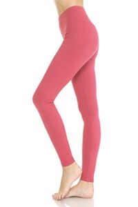 leggings depot hld activeflex 1" waistband high waisted solid leggings for women (full length, coral, xl)