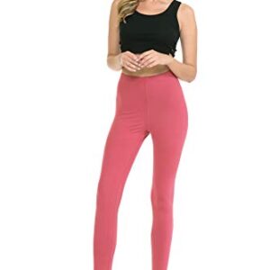 Leggings Depot HLD ActiveFlex 1" Waistband High Waisted Solid Leggings for Women (Full Length, Coral, XL)