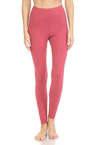 Leggings Depot HLD ActiveFlex 1" Waistband High Waisted Solid Leggings for Women (Full Length, Coral, XL)