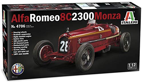 Italeri 510004706 1:12 Alfa Romeo 8C 2300 Monza Nuvolari Building, Stand Model Making, Crafts, Hobby, Gluing, Plastic Kit, Detailed, Unvarnished