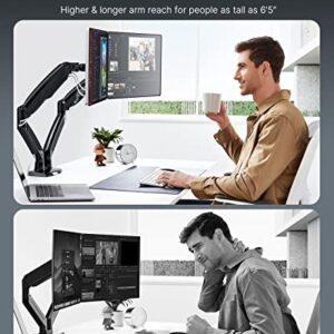 HUANUO Dual Monitor Stand for 13 to 35 inch, Premium Dual Monitor Mount with USB, Height Adjustable Monitor Stands for 2 Monitors VESA Bracket with Clamp/Grommet Base, Each Arm Hold up to 26.4lbs