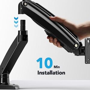 HUANUO Gas Spring Single Monitor Stand, Ultrawide Vesa Mount with Clamp and Grommet Base for 13 to 35 LCD Computer Screen, Upgraded Desk Arm with USB, Holds 4.4 to 26.4 lbs