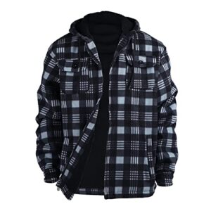 yasumond mens winter jackets flannel fleece sherpa lined plaid heavyweight hooded coats (charcoal, xx-large)