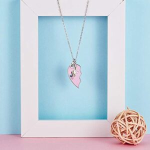 Hicarer 2 Pieces Half Heart Bff Necklace Friend Necklace for Friendship Birthday Gifts (Unicorn Style)