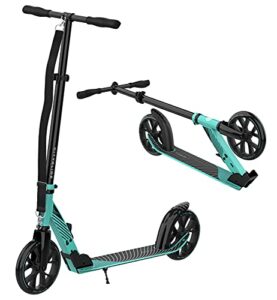 cityglide c200 kick scooter for adults, teens - foldable, lightweight, adujustable - carries heavy adults 220lb max load (teal)