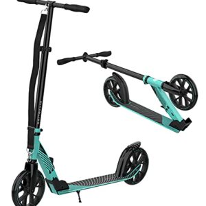 CITYGLIDE C200 Kick Scooter for Adults, Teens - Foldable, Lightweight, Adujustable - Carries Heavy Adults 220LB Max Load (Teal)