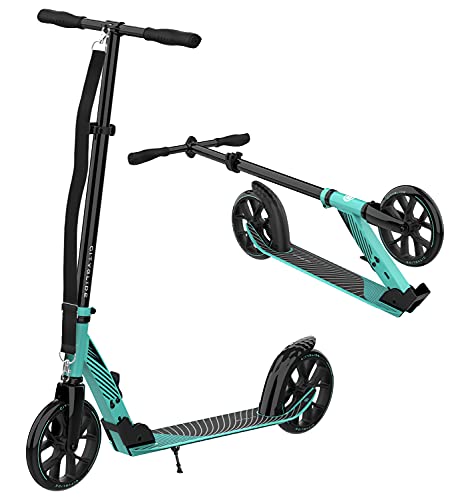 CITYGLIDE C200 Kick Scooter for Adults, Teens - Foldable, Lightweight, Adujustable - Carries Heavy Adults 220LB Max Load (Teal)