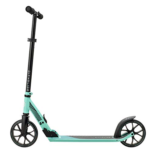 CITYGLIDE C200 Kick Scooter for Adults, Teens - Foldable, Lightweight, Adujustable - Carries Heavy Adults 220LB Max Load (Teal)