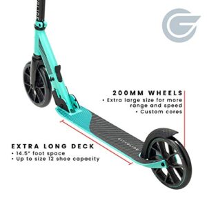 CITYGLIDE C200 Kick Scooter for Adults, Teens - Foldable, Lightweight, Adujustable - Carries Heavy Adults 220LB Max Load (Teal)