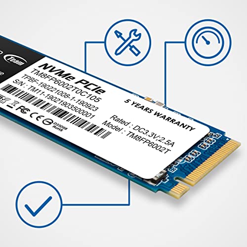 TEAMGROUP MP33 256GB SLC Cache 3D NAND TLC NVMe 1.3 PCIe Gen3x4 M.2 2280 Internal Solid State Drive SSD (Read/Write Speed up to 1,600/1,000 MB/s) Compatible with Laptop & PC Desktop TM8FP6256G0C101