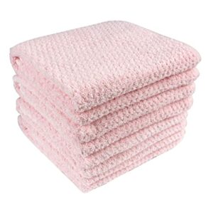 everplush diamond jacquard hand towel set, 4 x (16 x 30 in), pale pink 4 count