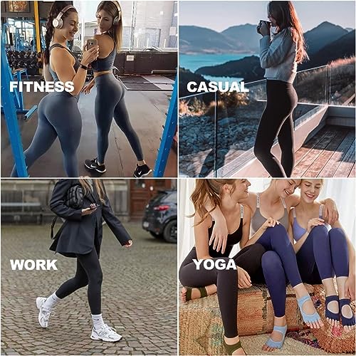 CAMPSNAIL 4 Pack High Waisted Leggings for Women - Soft Tummy Control Slimming Yoga Pants for Workout Running Reg & Plus Size