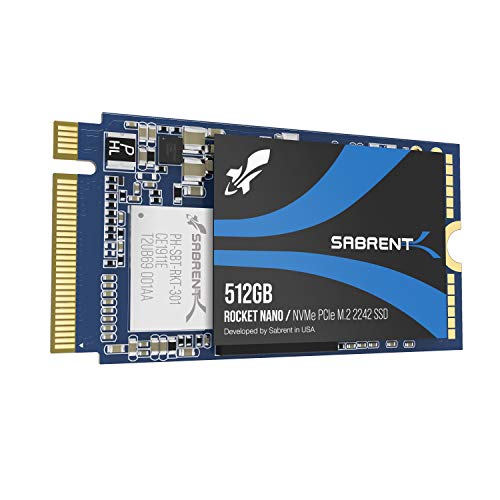 SABRENT 512GB Rocket NVMe PCIe M.2 2242 DRAM-Less Low Power Internal High Performance SSD (SB-1342-512)