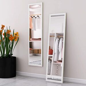 beauty4u full length mirror wall mirror full body dressing mirror wall mounted hanging for dorm home, 50"x 14", white