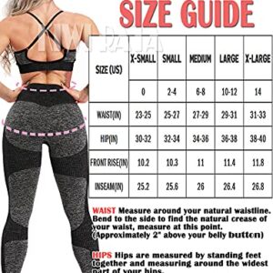 KIWI RATA Women's High Waist Active Seamless Compression Fitness Leggings Running Workout Slim Butt Lift Yoga Pants (#1 Heart Booty Black, Large)