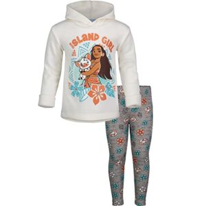 disney moana toddler girls' fleece hoodie and leggings clothing set (white, 7/8)