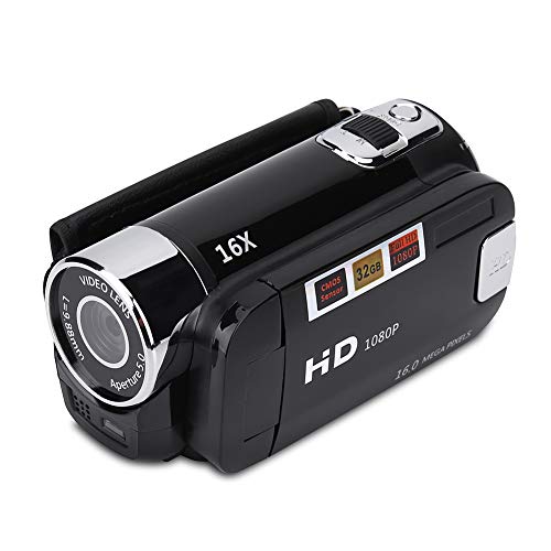 Handheld Video Camcorder FHD 16x Digital Zoom, Tragbar DV Digital Camera with COMS Sensor, Builtin Speaker, 270 ° Rotary Screen, Video Camera for Kids(Black)