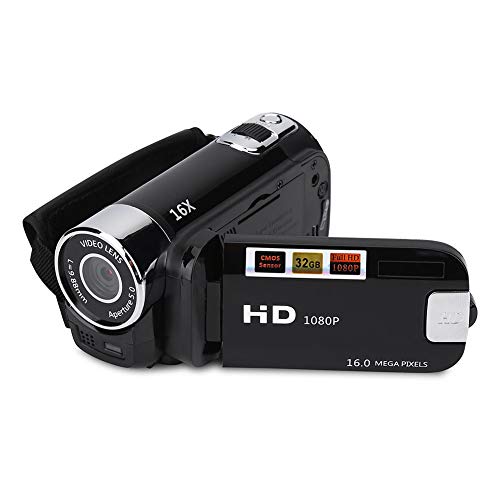 Handheld Video Camcorder FHD 16x Digital Zoom, Tragbar DV Digital Camera with COMS Sensor, Builtin Speaker, 270 ° Rotary Screen, Video Camera for Kids(Black)