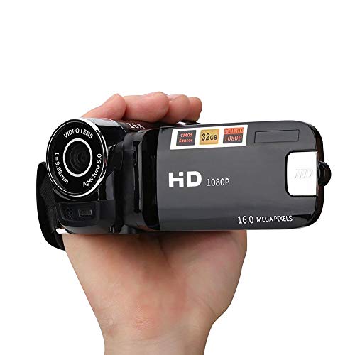 Handheld Video Camcorder FHD 16x Digital Zoom, Tragbar DV Digital Camera with COMS Sensor, Builtin Speaker, 270 ° Rotary Screen, Video Camera for Kids(Black)