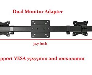 Mount Plus MP-XMA-12 Single to Dual Monitor Adapter | Dual VESA Bracket Adapter | Horizontal Assembly Mount for 2 Monitor Screens up to 27 inche (Double Monitor Adapter)