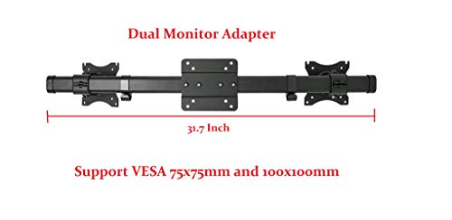 Mount Plus MP-XMA-12 Single to Dual Monitor Adapter | Dual VESA Bracket Adapter | Horizontal Assembly Mount for 2 Monitor Screens up to 27 inche (Double Monitor Adapter)