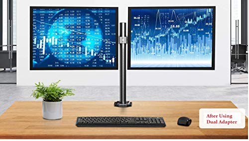 Mount Plus MP-XMA-12 Single to Dual Monitor Adapter | Dual VESA Bracket Adapter | Horizontal Assembly Mount for 2 Monitor Screens up to 27 inche (Double Monitor Adapter)