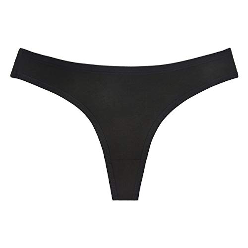 Sunm Boutique 6 Pack Women's Cotton Thongs Breathable Bikini Panties Underwear Black Large