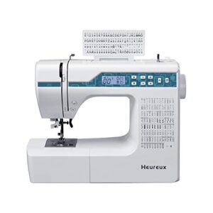 heureux sewing and quilting machine computerized, 200 built-in stitches, lcd display, z6 automatic needle threader, twin needle