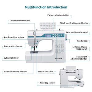 Heureux Sewing and Quilting Machine Computerized, 200 Built-in Stitches, LCD Display, Z6 Automatic Needle Threader, Twin Needle
