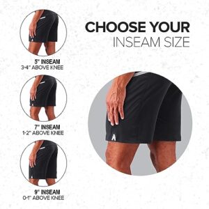 Anthem Athletics Hyperflex Gym Shorts for Men Zippered Pocket 9 Inch Inseam – Workout Shorts, Running Shorts, Athletic Shorts Cross Training Shorts Yoga Shorts - Black Onyx G2 - Medium