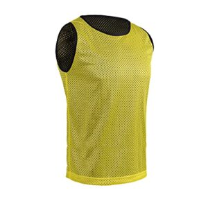 Athllete Reversible Pinnies (Set of 6 + Free Carry Bag) Basketball Soccer Training Vest Team Scrimmage Practice Jersey (Golden Yellow/Black 6 Jerseys, XX-Large)