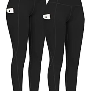 PHISOCKAT 2 Pack High Waist Yoga Pants with Pockets, Tummy Control Leggings, Workout 4 Way Stretch Yoga Leggings