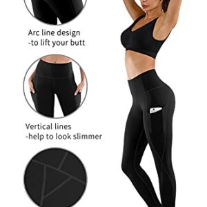 PHISOCKAT 2 Pack High Waist Yoga Pants with Pockets, Tummy Control Leggings, Workout 4 Way Stretch Yoga Leggings