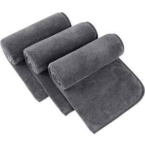sinland microfiber hand towel for bathroom super soft makeup remover cloth washcloth for home spa sports face cleansing towel 16inch x 30inch grey 3 pack