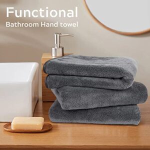 SINLAND Microfiber Hand Towel for Bathroom Super Soft Makeup Remover Cloth Washcloth for Home Spa Sports Face Cleansing Towel 16Inch x 30Inch Grey 3 Pack