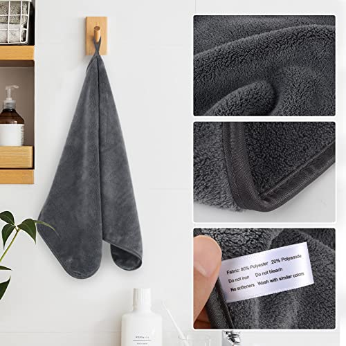 SINLAND Microfiber Hand Towel for Bathroom Super Soft Makeup Remover Cloth Washcloth for Home Spa Sports Face Cleansing Towel 16Inch x 30Inch Grey 3 Pack