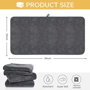 SINLAND Microfiber Hand Towel for Bathroom Super Soft Makeup Remover Cloth Washcloth for Home Spa Sports Face Cleansing Towel 16Inch x 30Inch Grey 3 Pack
